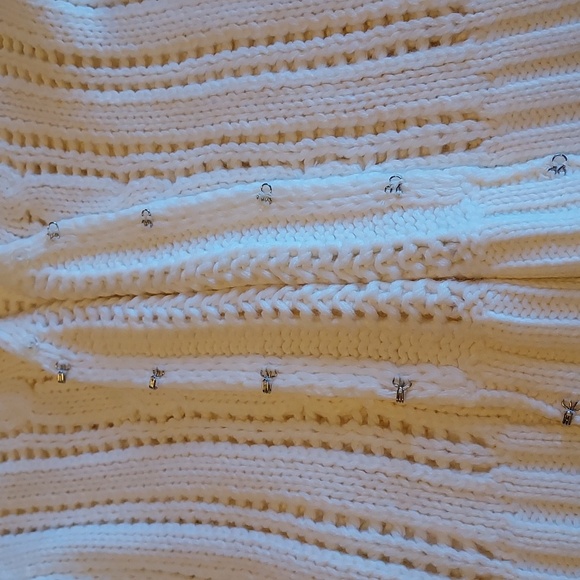 Vintage Trixie + LULU Ivory White Faux Fur Convertible Cardigan Sweater Size L - Picture 6 of 9